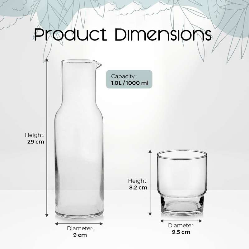 5 Piece Stylish Borosilicate Carafe and Glass Set