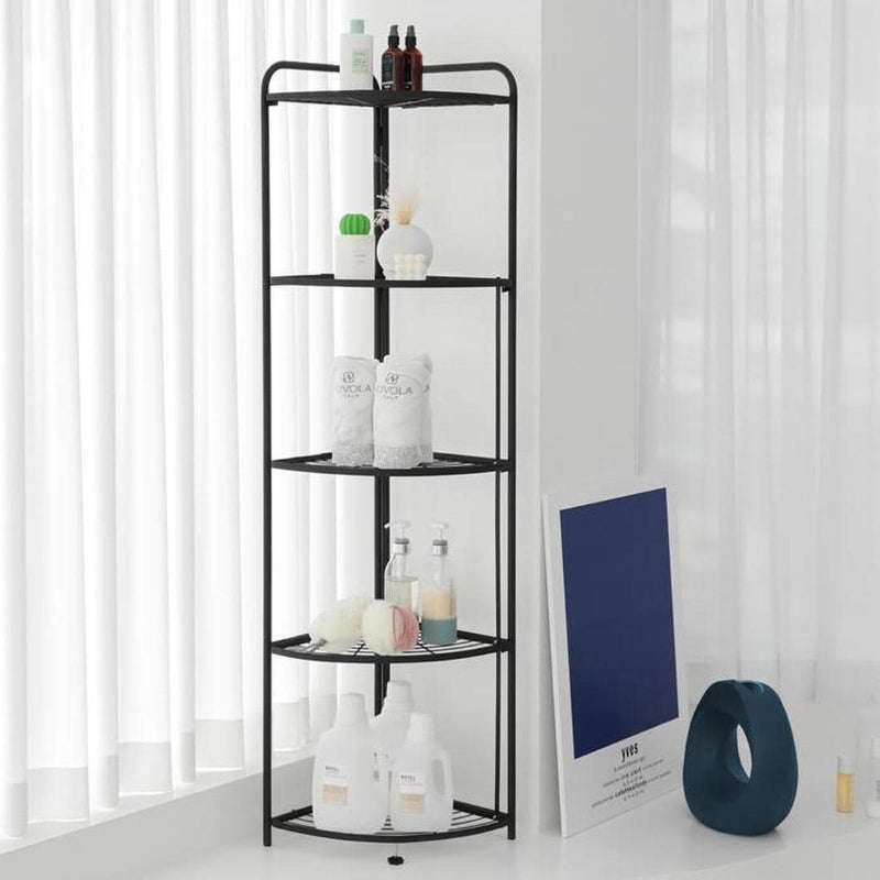 5 Tier Storage Rack Organizer - Stylish Metal 5 Tier Multipurpose Kitchen Shelf Corner Storage Ra...