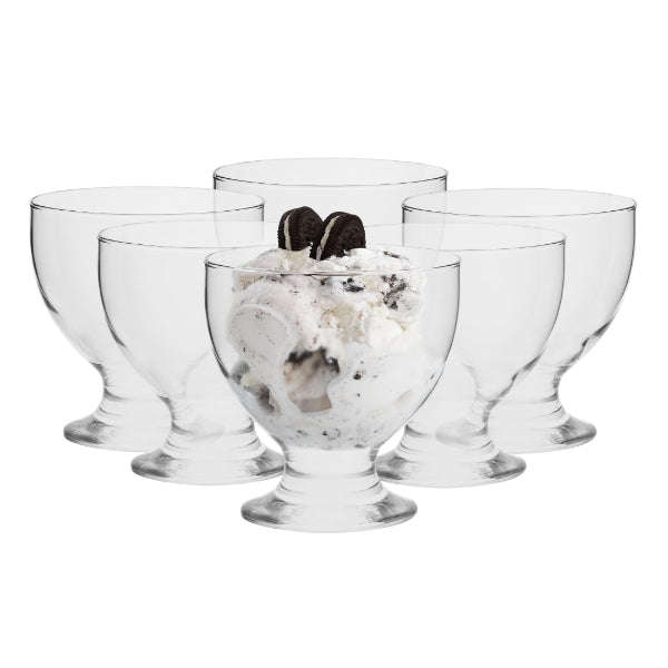 Dessert Glass Bowl Set - 6 Piece Footed Dessert Ice Cream Glass Bowl Set (235ml)
