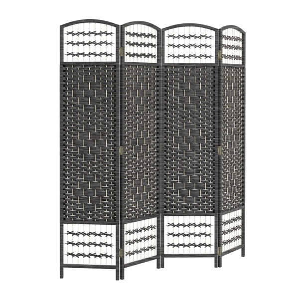 Partition Room Divider - 4 Panel Natural Fiber Folding Diamond Double-Weaved Room Screen Divider ...