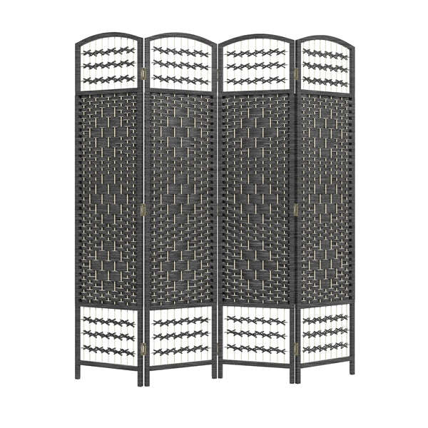 Partition Room Divider - 4 Panel Natural Fiber Folding Diamond Double-Weaved Room Screen Divider ...