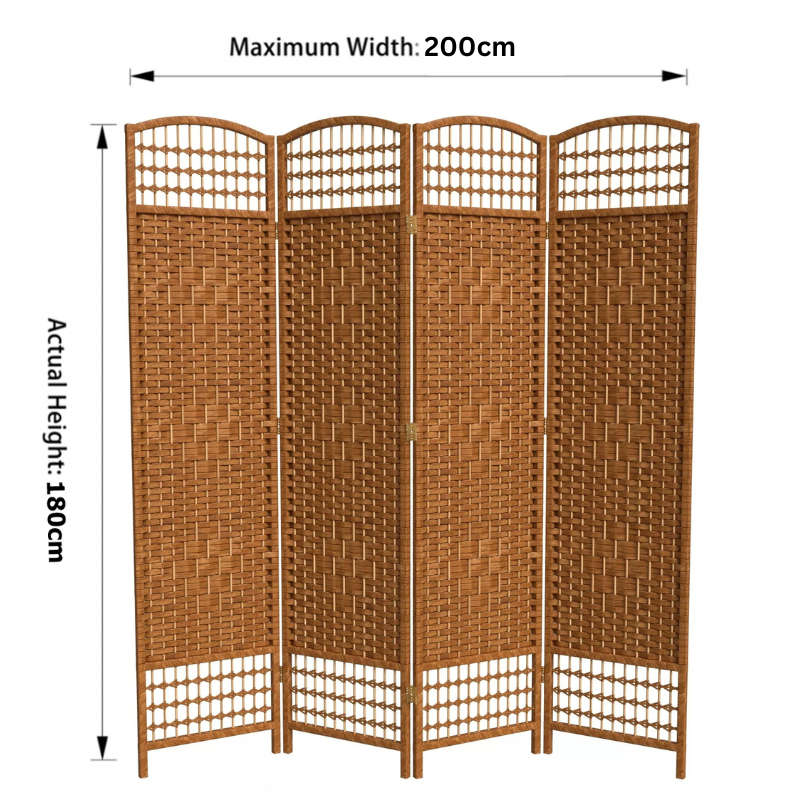 Partition Room Divider - 4 Panel Natural Fiber Folding Diamond Double-Weaved Room Screen Divider ...
