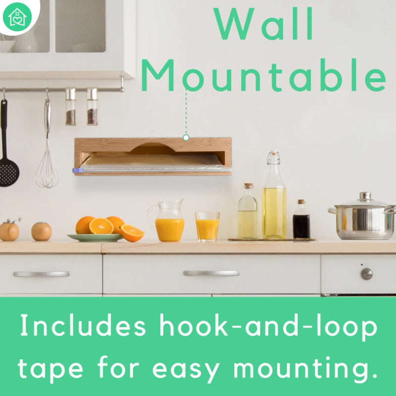 Bamboo Plastic Cling Wrap Dispenser with Cutter