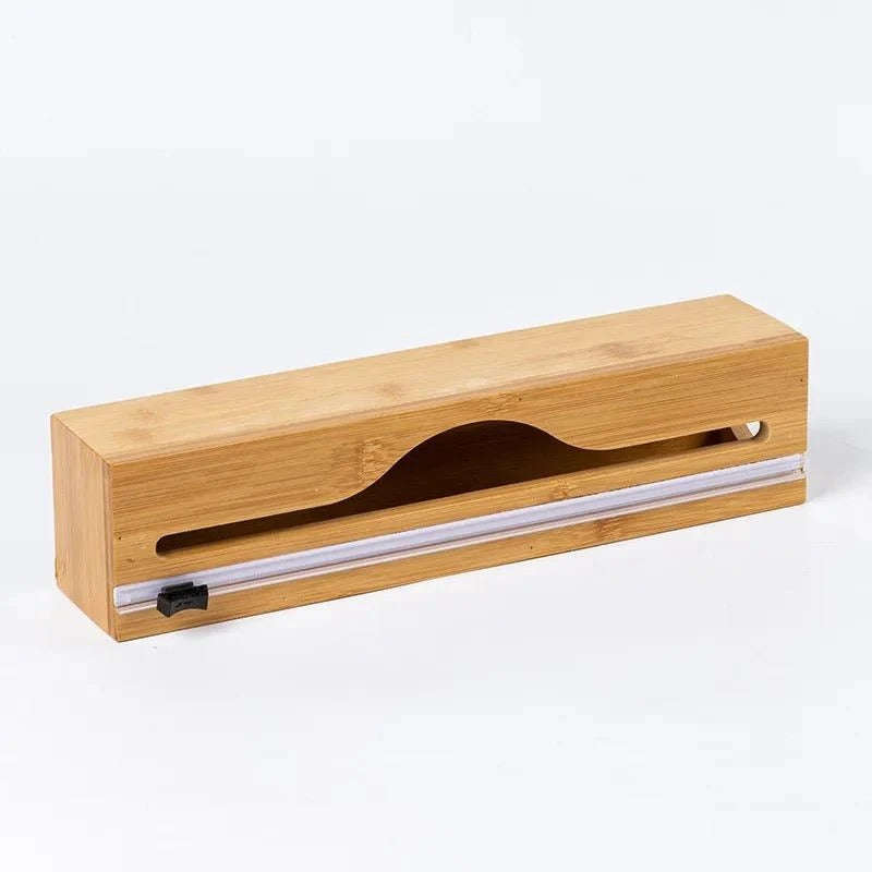 Bamboo Plastic Cling Wrap Dispenser with Cutter