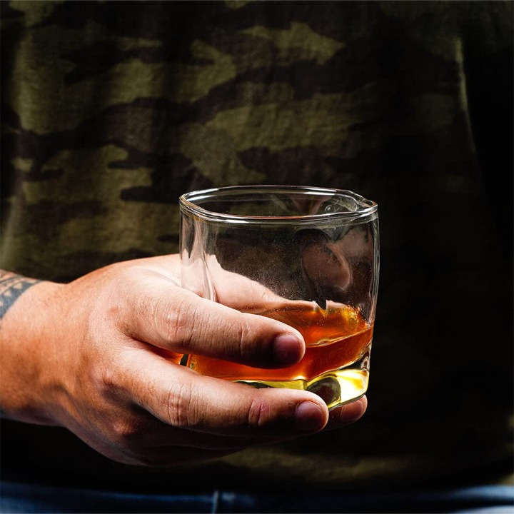 Whiskey Glasses - Set Of 6 Clear Artistic Wave Design Whiskey Glasses