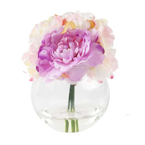 Glass Flower Vase - Clear Decorative Round Glass Flower Vase for Home Décor