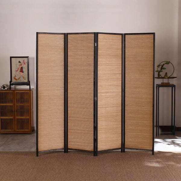 Folding Modern Simplicity Thin Bamboo 4 Panel Privacy Screen Room Divider