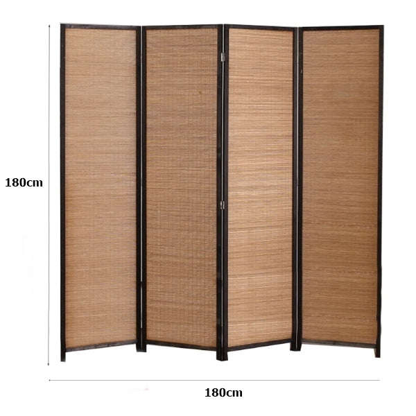 Folding Modern Simplicity Thin Bamboo 4 Panel Privacy Screen Room Divider