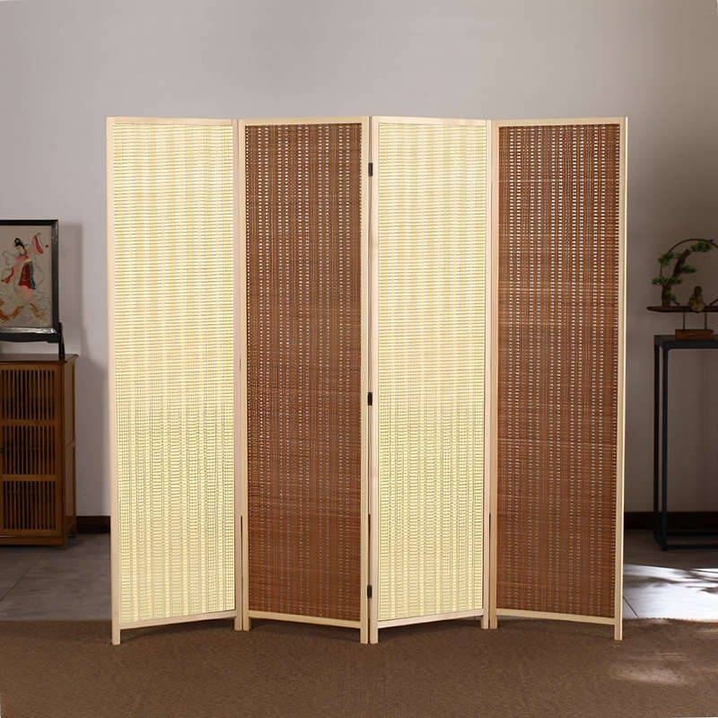 Partition Room Divider - Folding Modern Simplicity Bamboo 4 Panel Privacy Screen Room Divider
