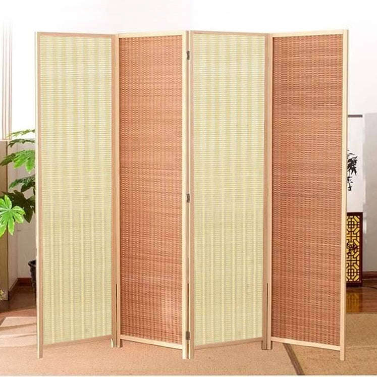 Partition Room Divider - Folding Modern Simplicity Bamboo 4 Panel Privacy Screen Room Divider