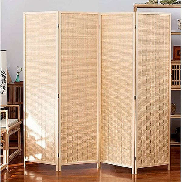 Partition Room Divider - Folding Modern Simplicity Bamboo 4 Panel Privacy Screen Room Divider