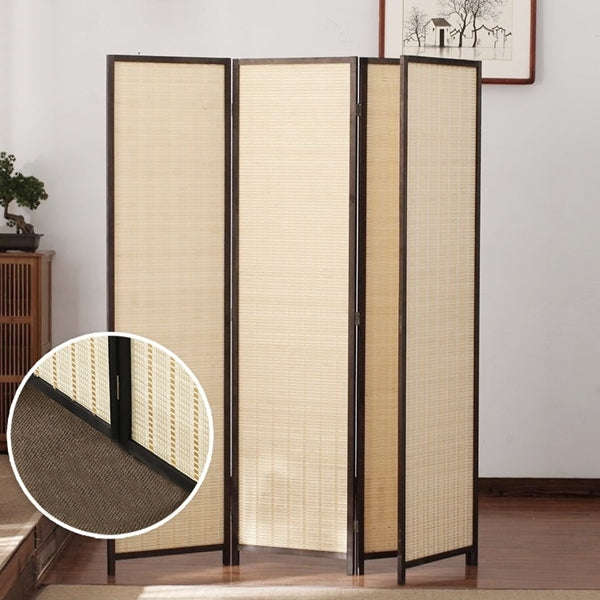 Folding Modern Simplicity Thin Bamboo 4 Panel Privacy Screen Room Divider