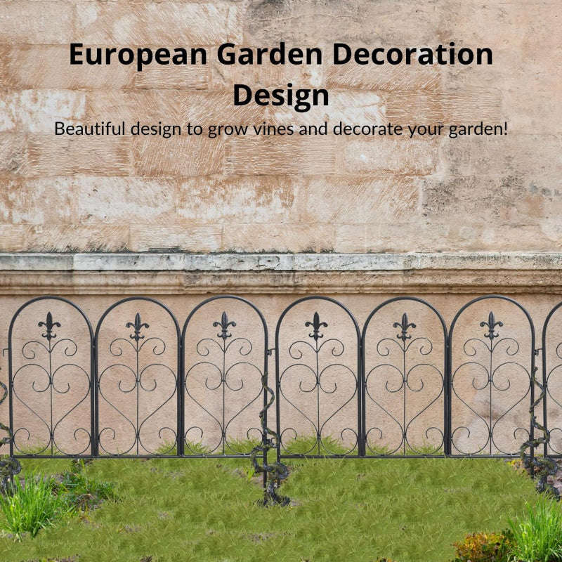 Garden Fence Panels - Set of 5 Vintage Style Decorative Garden Fence Panels