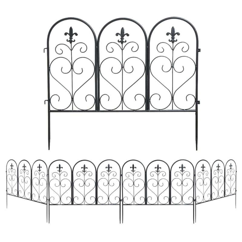 Garden Fence Panels - Set of 5 Vintage Style Decorative Garden Fence Panels