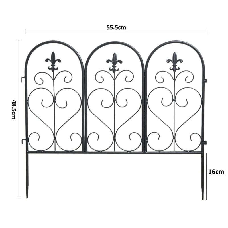 Garden Fence Panels - Set of 5 Vintage Style Decorative Garden Fence Panels