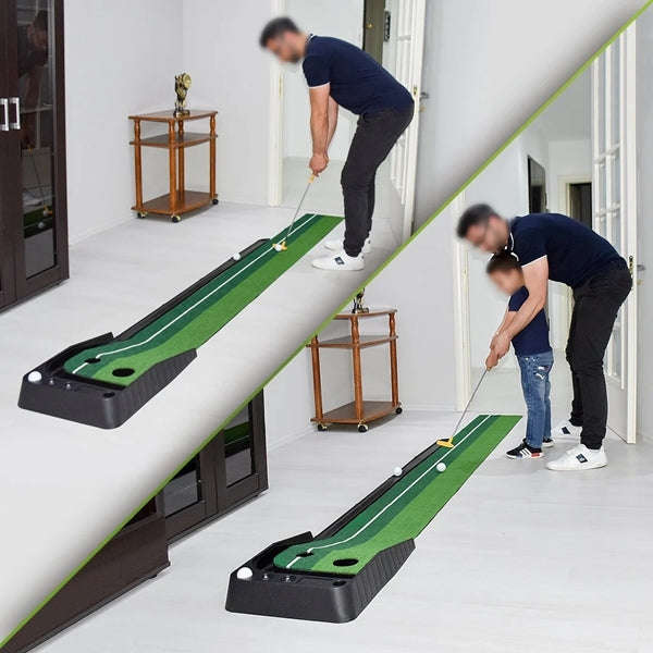 Golf Putting Mat - Indoor Golf Putting Portable Practice Mat Auto Ball Return with 3 Balls