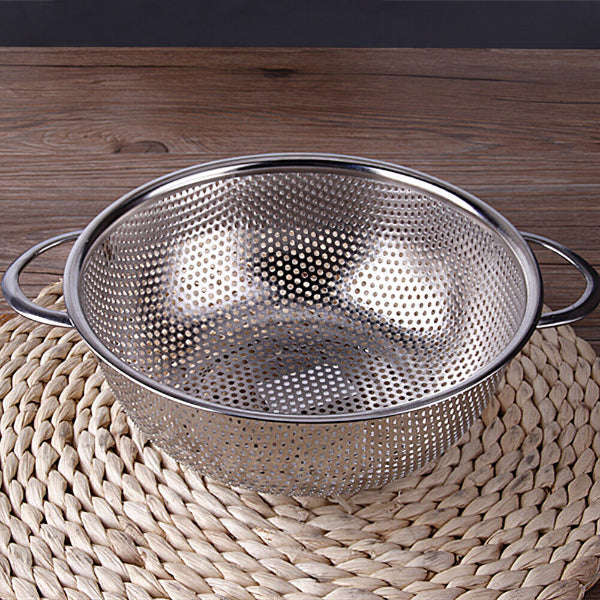 Stainless Steel Colander - Kitchen Colander Stainless Steel Strainer Drainer Basket with 2 Handle...