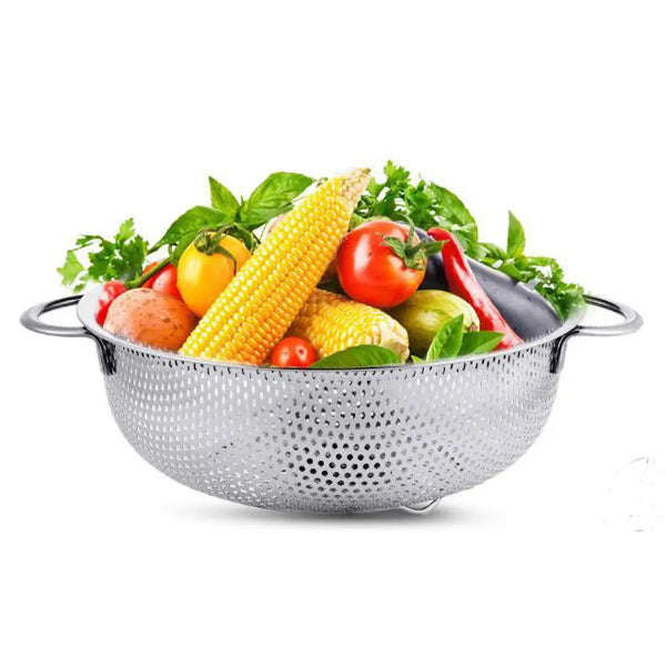 Stainless Steel Colander - Kitchen Colander Stainless Steel Strainer Drainer Basket with 2 Handle...