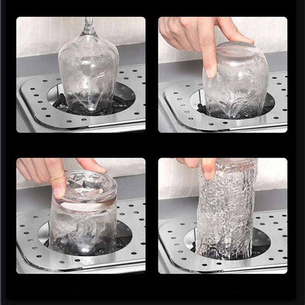 High Pressure Glass Rinser - Medium Commercial Countertop Stainless Steel Glass Washer High Press...