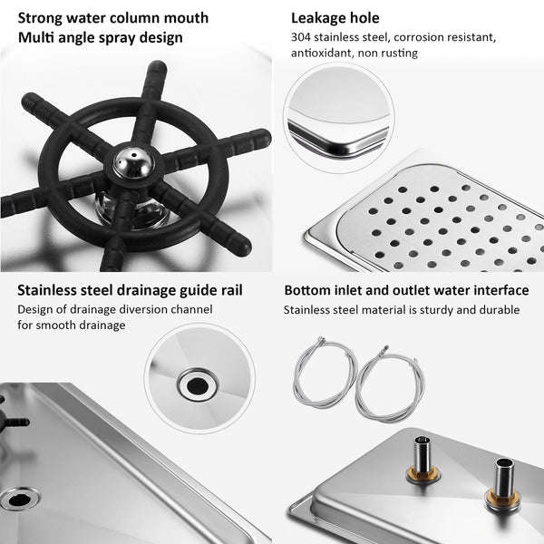 High Pressure Glass Rinser - Medium Commercial Countertop Stainless Steel Glass Washer High Press...