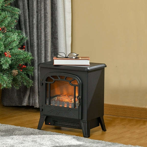 Portable Vintage Style Realistic Flame Effect Freestanding Electric Fireplace Heater