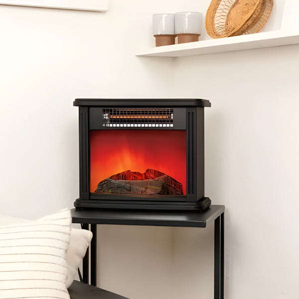 Portable Freestanding Artificial Fireplace Realistic Flame Effect 3D Fan-Forced with 2 Heat Settings