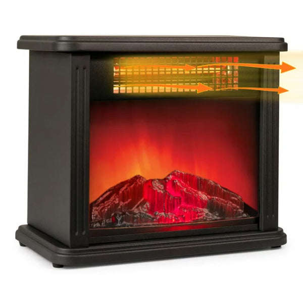 Portable Freestanding Artificial Fireplace Realistic Flame Effect 3D Fan-Forced with 2 Heat Settings