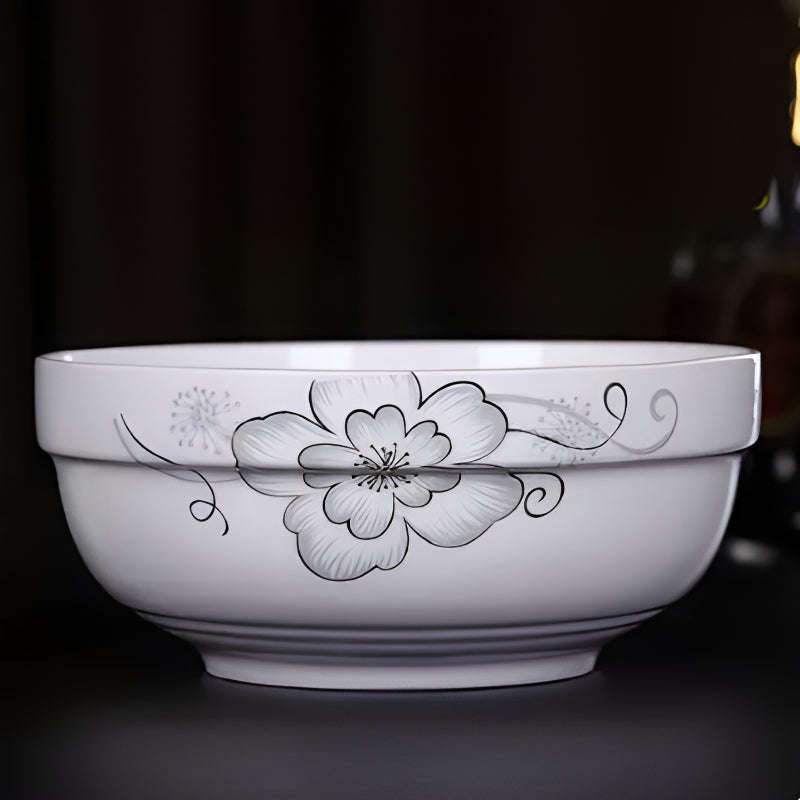 Set of 3 Large 25cm Stackable Kitchen Ceramic Bowls for Family Daily Use