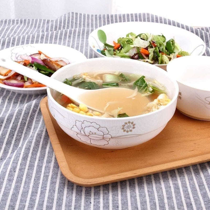 Set of 3 Large 25cm Stackable Kitchen Ceramic Bowls for Family Daily Use