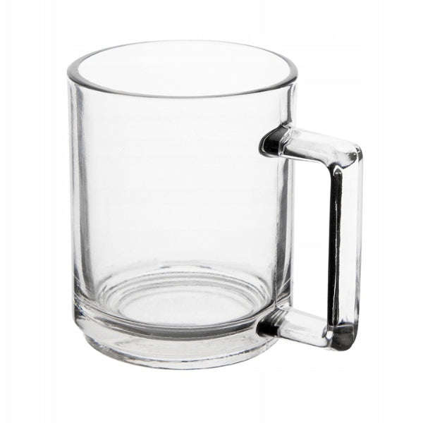 Glass Coffee Mugs - Set of 4 Clear Glass Tea Coffee Mugs with Handle for Easy Grip (255ml)
