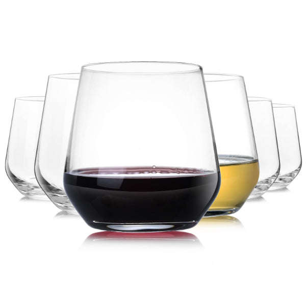 Glass Tumblers - Set of 6 Stemless Drinking Glass Tumblers (385ml)