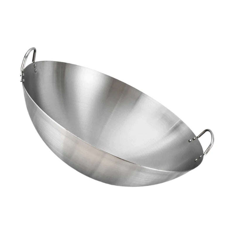 Stainless Steel Kitchen Wok Frying Pan with Dual Handles (34cm)