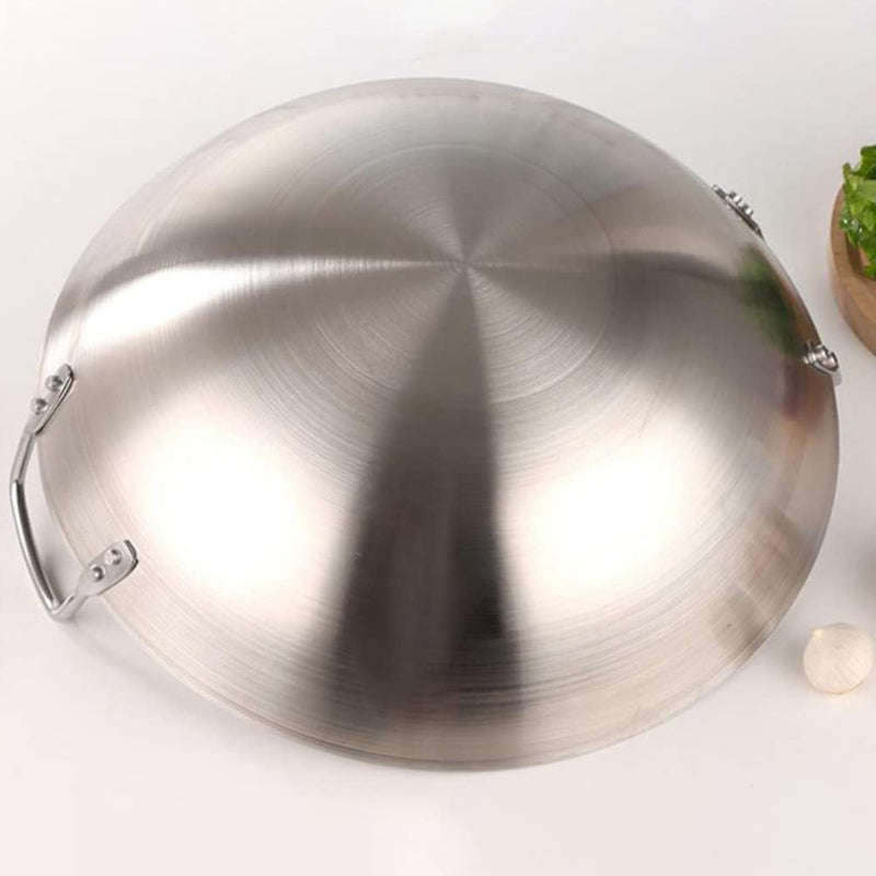 Stainless Steel Kitchen Wok Frying Pan with Dual Handles (34cm)
