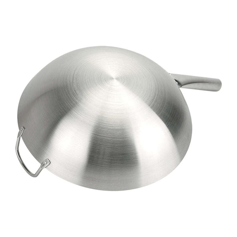 Stainless Steel Kitchen Wok Frying Pan with Handle (39cm)