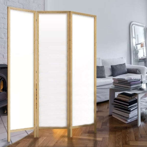Partition Room Divider - 3-Panel Folding Privacy Screen Room Divider with Solid Wooden Frame