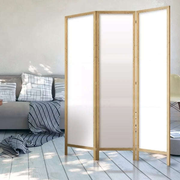 Partition Room Divider - 3-Panel Folding Privacy Screen Room Divider with Solid Wooden Frame