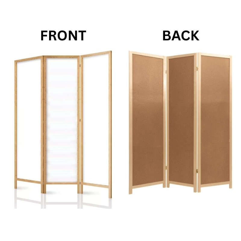 Partition Room Divider - 3-Panel Folding Privacy Screen Room Divider with Solid Wooden Frame