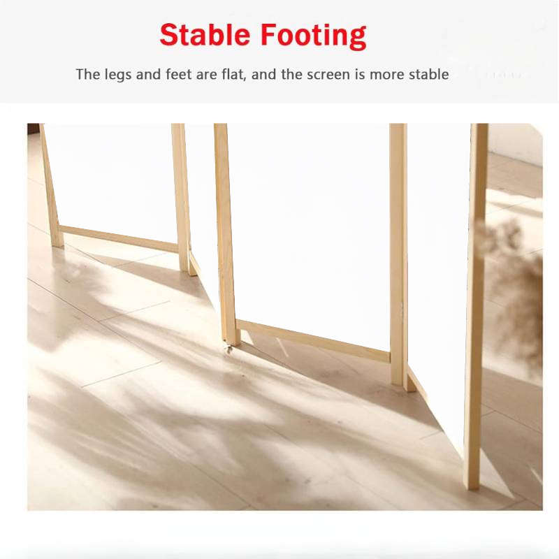 Partition Room Divider - White 4-Panel Correx Board Folding Privacy Screen Room Divider with Wood...
