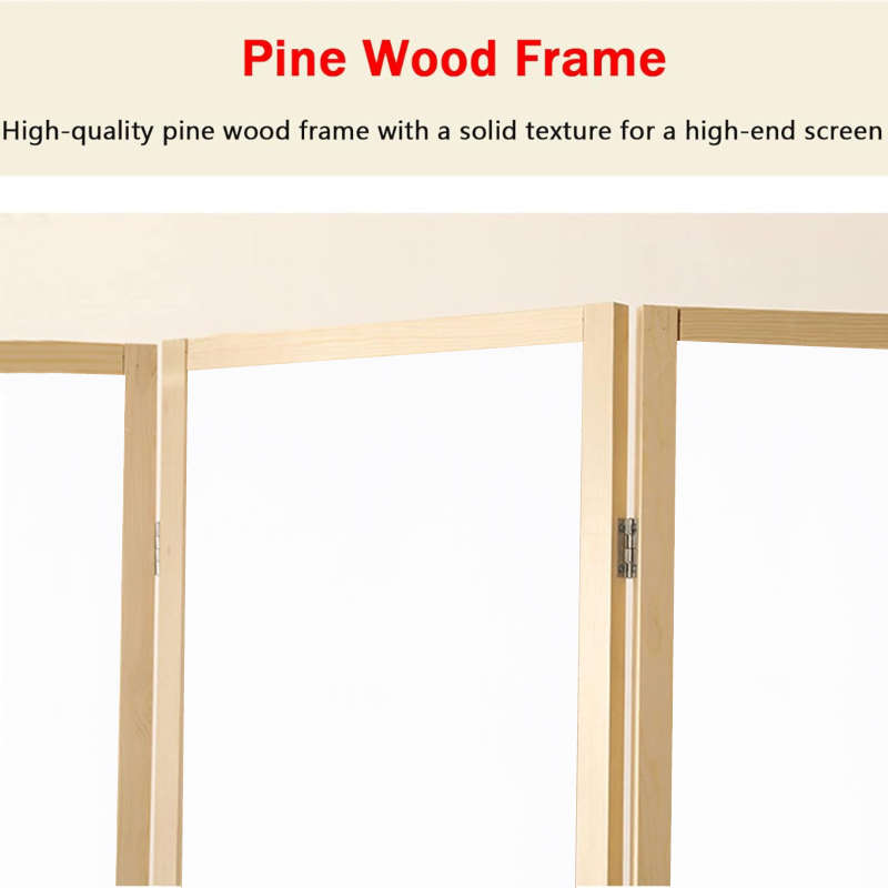 Partition Room Divider - White 4-Panel Correx Board Folding Privacy Screen Room Divider with Wood...