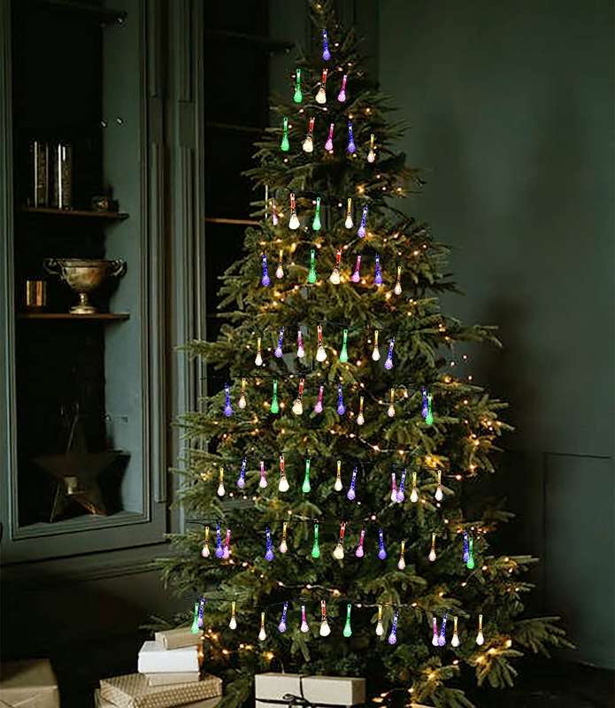 8M Teardrop Solar Powered Multi Colour String Lights