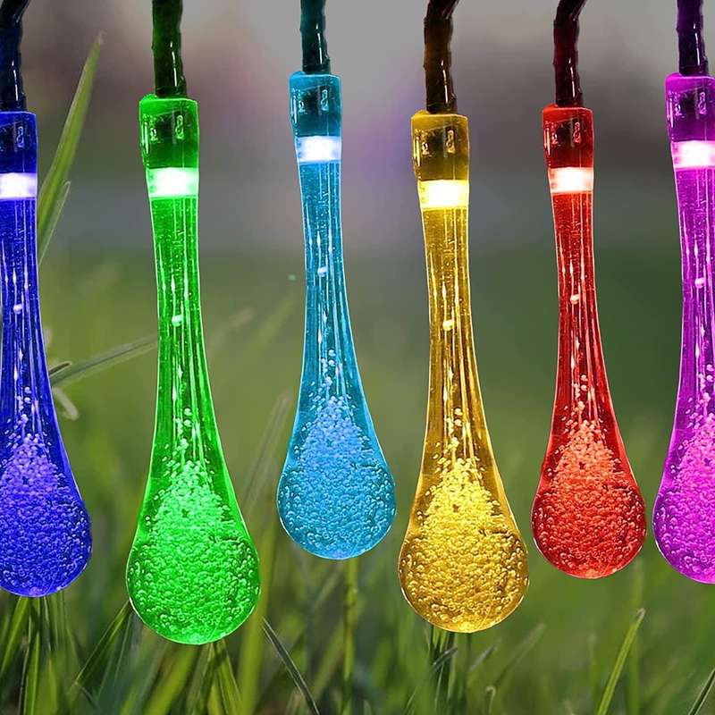 8M Teardrop Solar Powered Multi Colour String Lights
