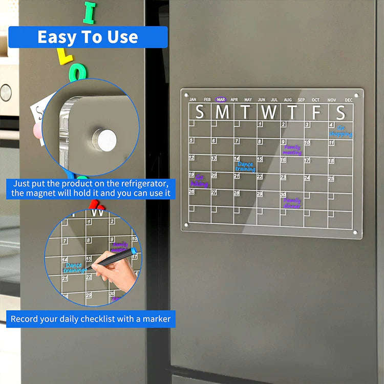 Magnetic Acrylic Fridge Calendar Planner