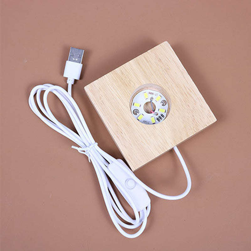 3D Square Crystal Cube with Warm LED Light