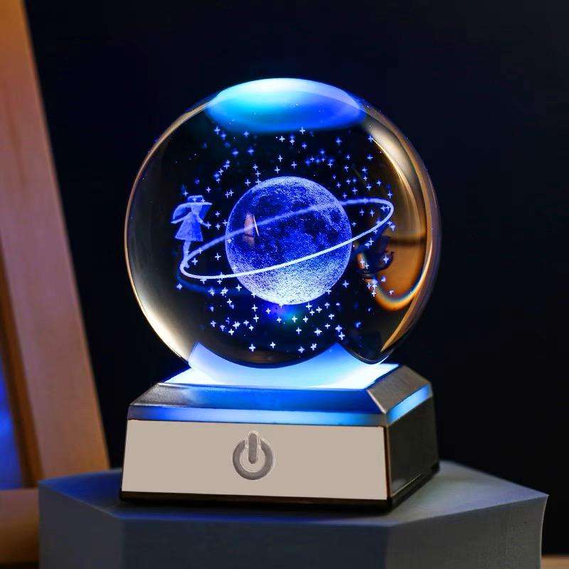 8cm 3D Crystal Ball with Colour Changing Light Up Base