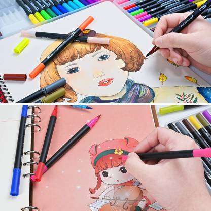 Dual Tip Brush Marker Pens 36 Pc