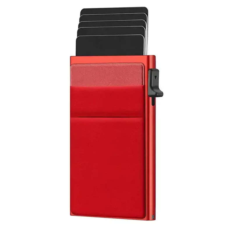 Ultra Slim RFID Pop Up Card Holder With Quick Access Double Pouch
