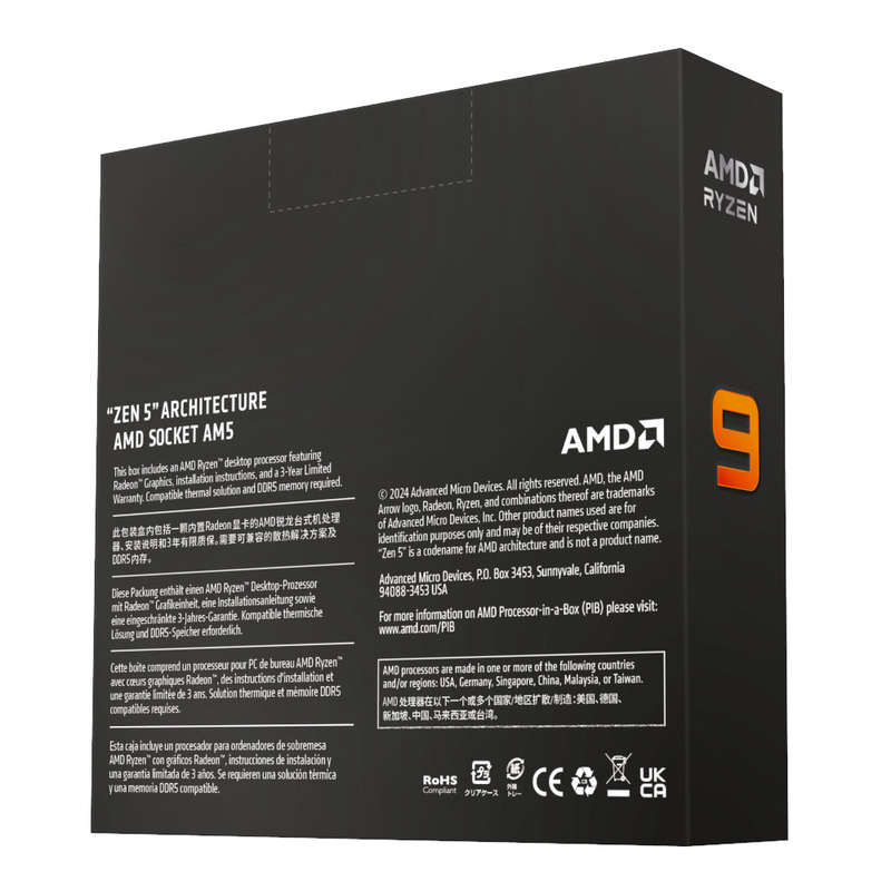 AMD Ryzen 9 9900X 12-Core/ 24-Threads; Socket AM5; 76MB Cache 120W Processor with Radeon Graph...