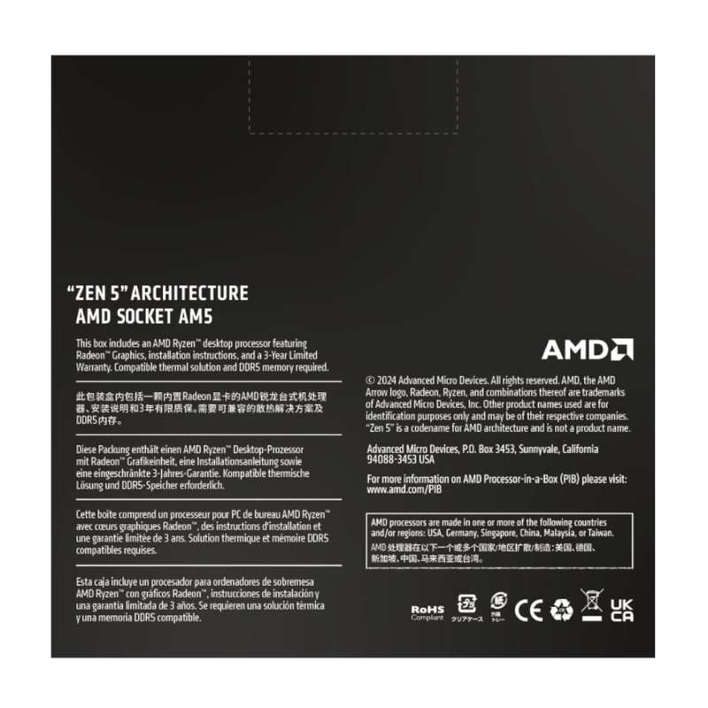 AMD Ryzen 7 9700X 8-Core/ 16-Threads; Socket AM5; 40MB Cache; 65W Processor with Radeon Graphi...