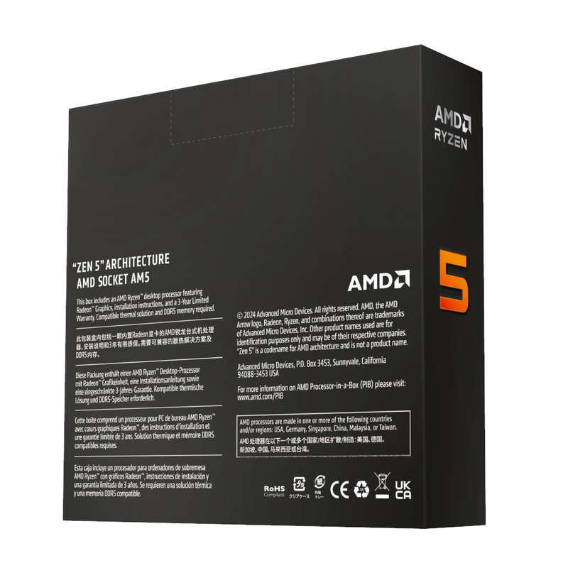 AMD Ryzen 5 9600X 6-Core/ 12-Threads; Socket AM5; 38MB  Cache; 65W Processor with Radeon Graph...
