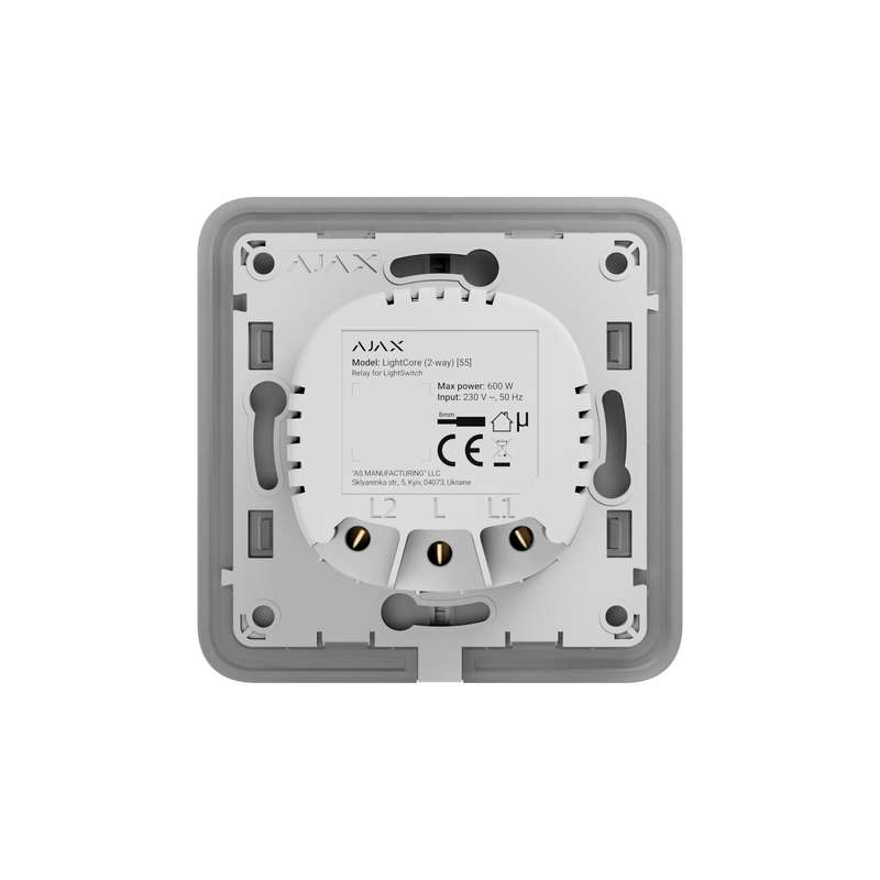 AJAX Security - LightCore 2 Way Wireless Light Switch, SoloButton not included | AJAX-LC-2W-1-GANG